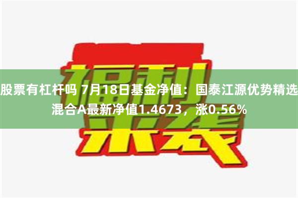 股票有杠杆吗 7月18日基金净值：国泰江源优势精选混合A最新净值1.4673，涨0.56%